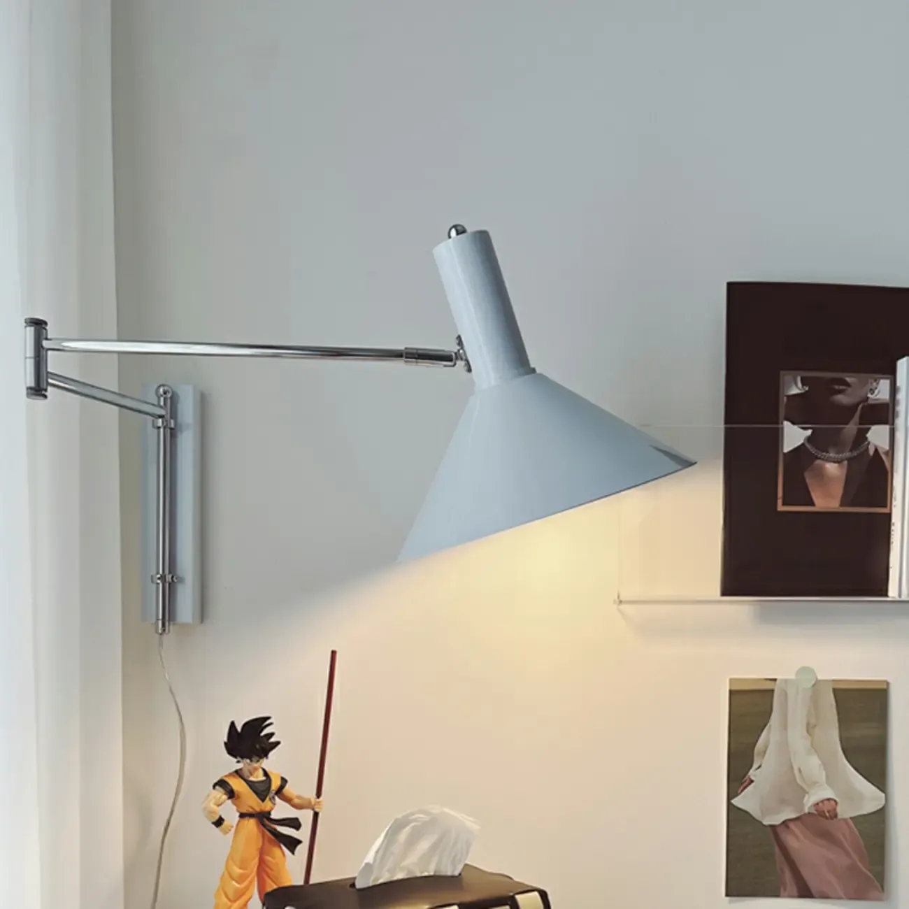 Metal Swing Arm Wall Light with Iron Shade Image - 3