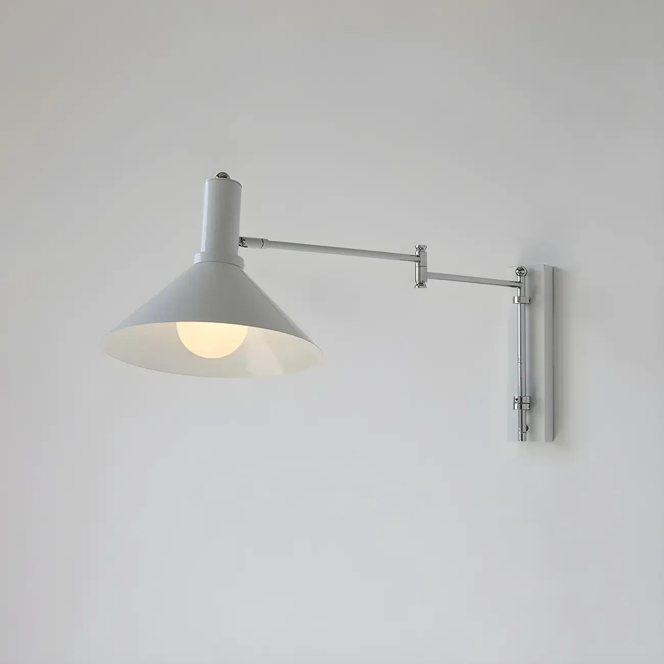 Metal Swing Arm Wall Light with Iron Shade Image - 8