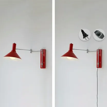 Metal Swing Arm Wall Light with Iron Shade Image - 10