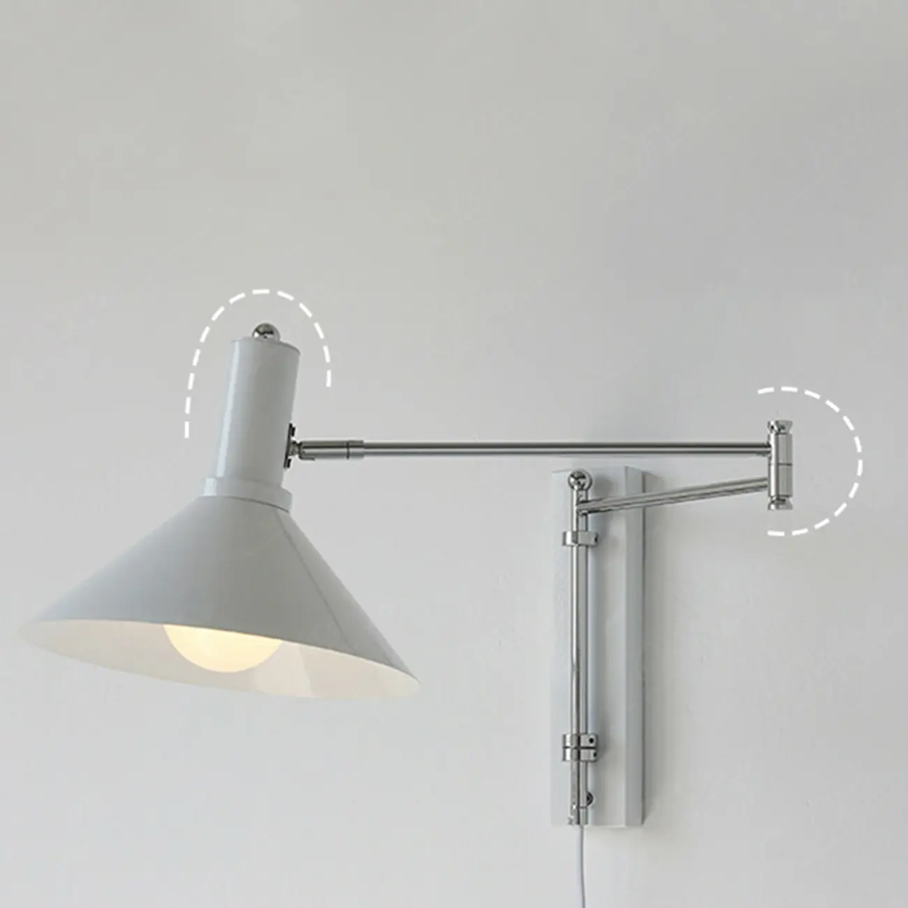 Metal Swing Arm Wall Light with Iron Shade Image - 11 | homeyfad