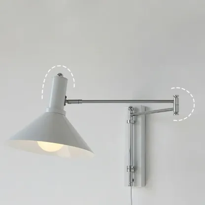 Metal Swing Arm Wall Light with Iron Shade Image - 11