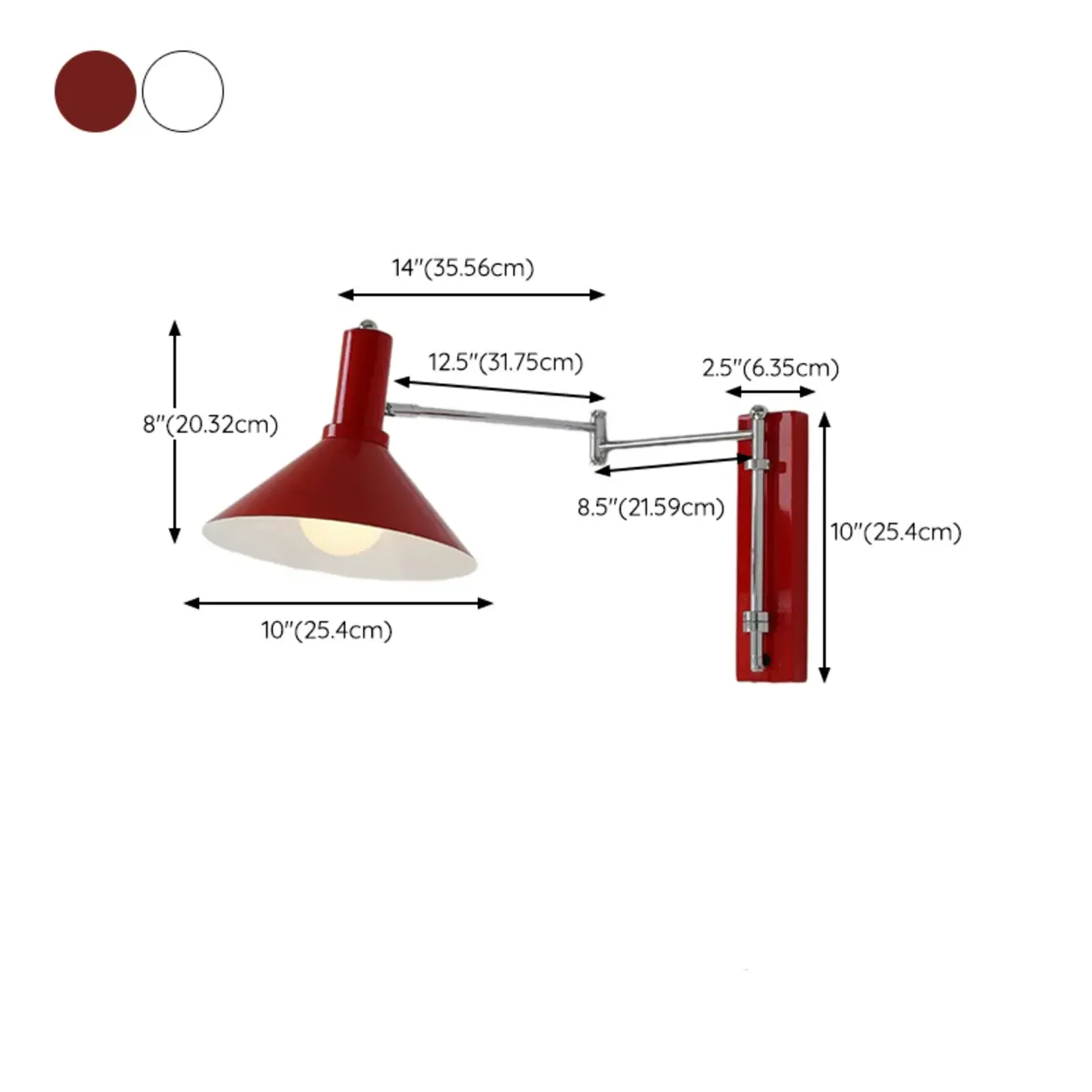 Metal Swing Arm Wall Light with Iron Shade Image - 17