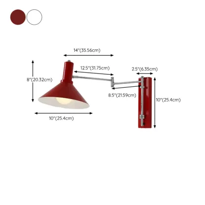 Metal Swing Arm Wall Light with Iron Shade Image - 17