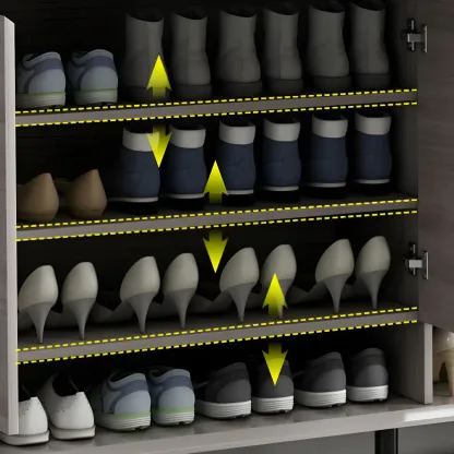 Contemporary Grey Wood Shoe Storage with Bottom Shelf Image - 8