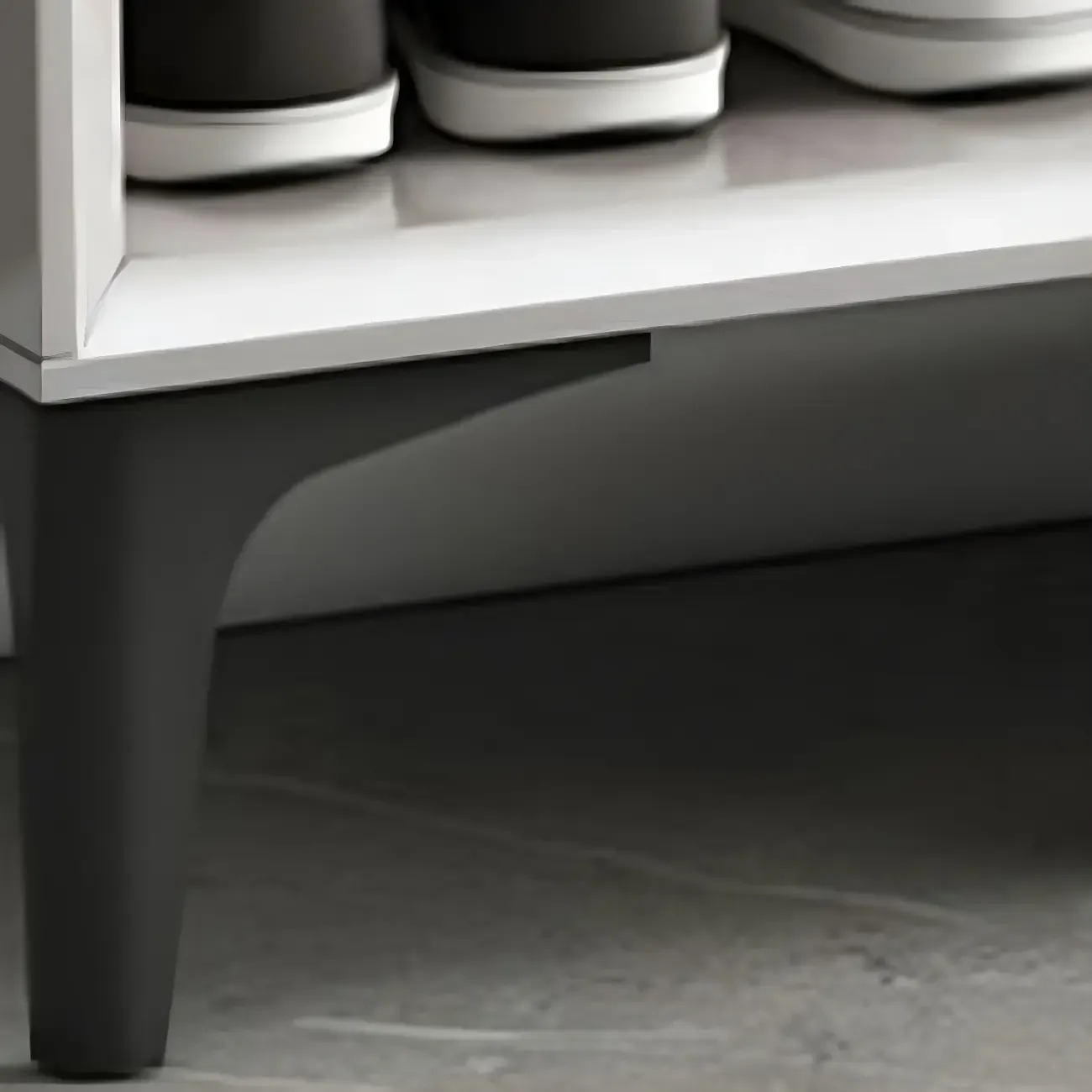 Contemporary Grey Wood Shoe Storage with Bottom Shelf Image - 11