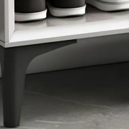 Contemporary Grey Wood Shoe Storage with Bottom Shelf Image - 11