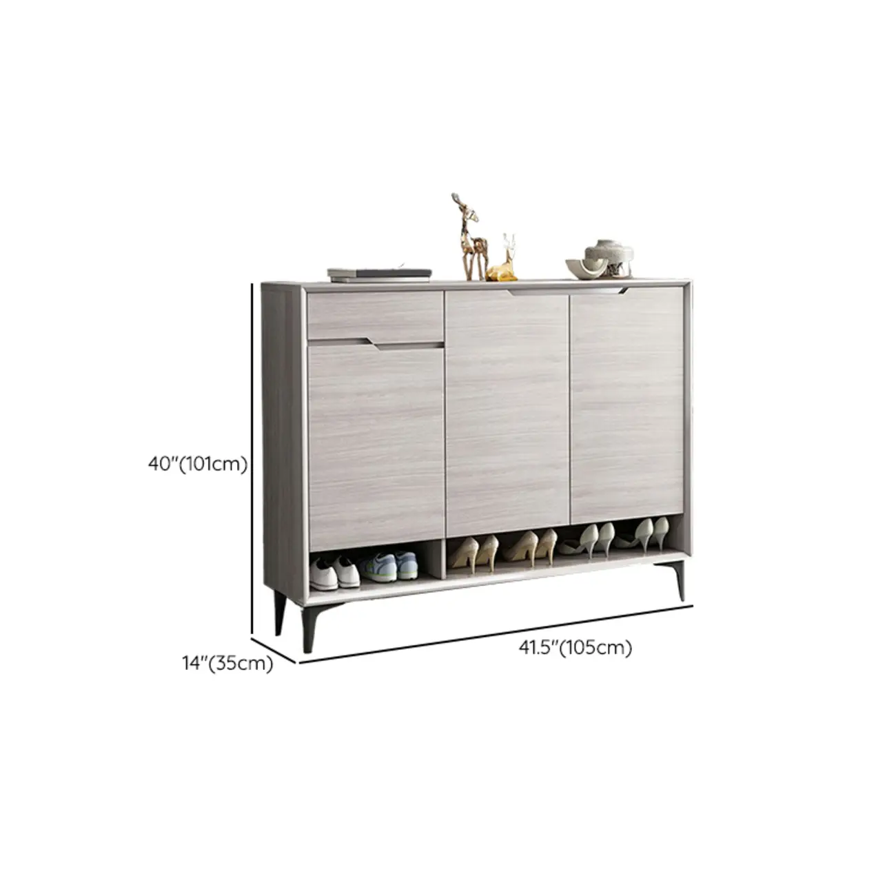 Contemporary Grey Wood Shoe Storage with Bottom Shelf Image - 13 | homeyfad