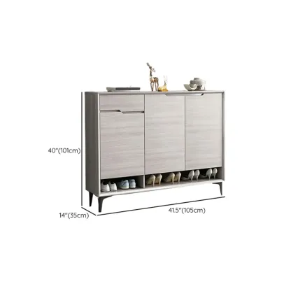 Contemporary Grey Wood Shoe Storage with Bottom Shelf Image - 13