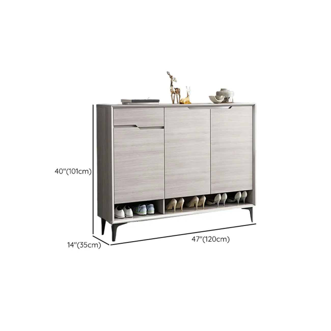 Contemporary Grey Wood Shoe Storage with Bottom Shelf Image - 14 | homeyfad