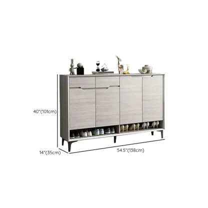 Contemporary Grey Wood Shoe Storage with Bottom Shelf Image - 15