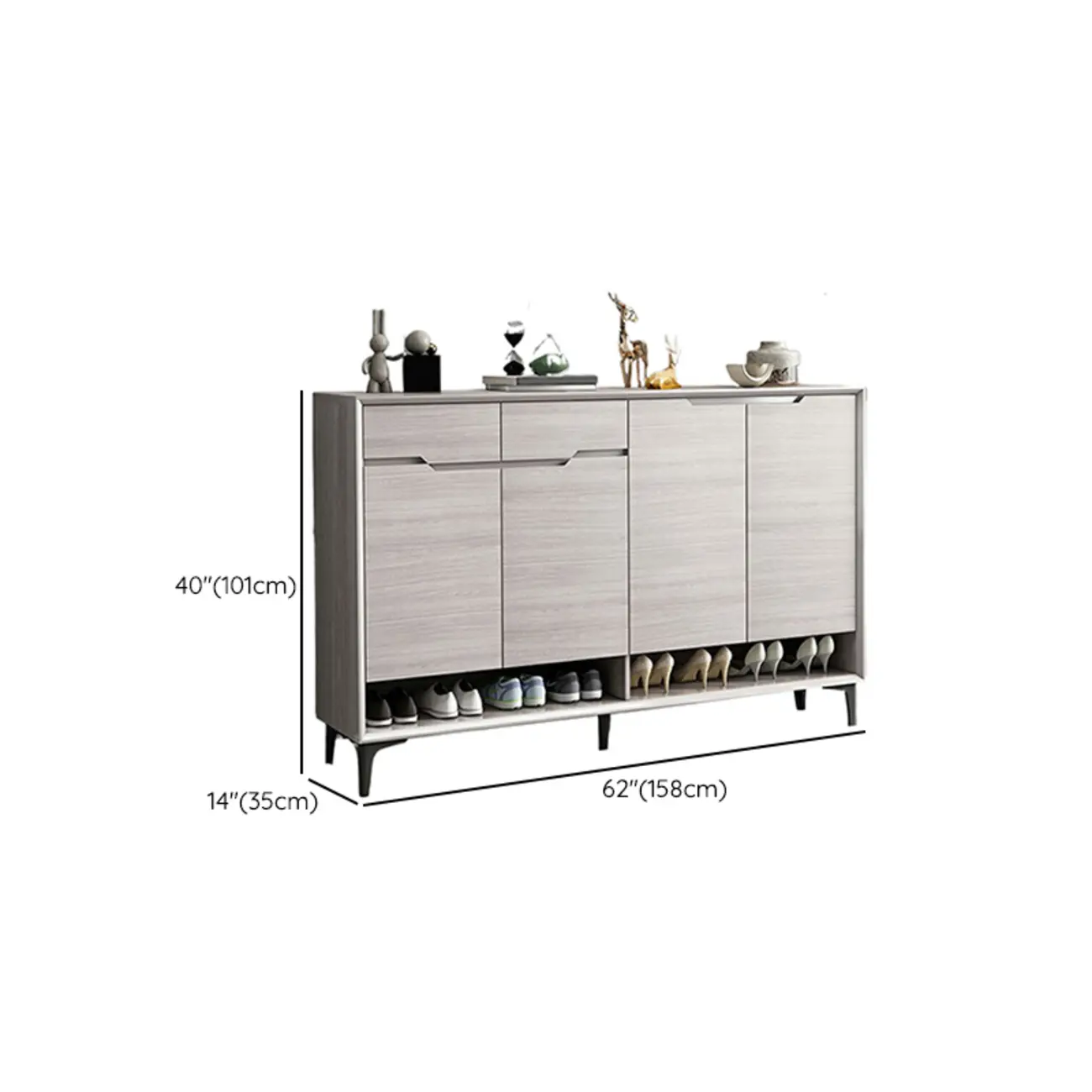 Contemporary Grey Wood Shoe Storage with Bottom Shelf Image - 16 | homeyfad