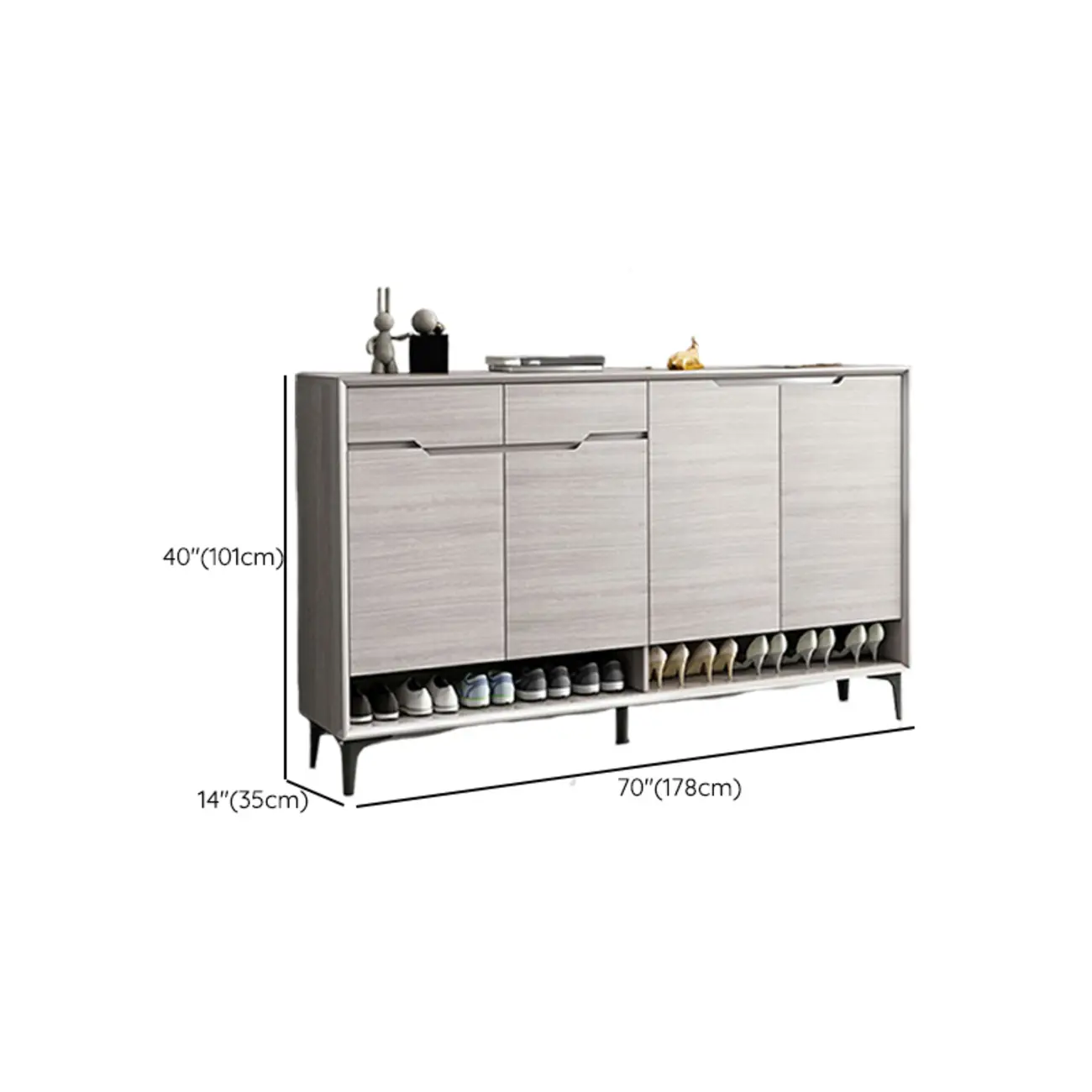 Contemporary Grey Wood Shoe Storage with Bottom Shelf Image - 17 | homeyfad