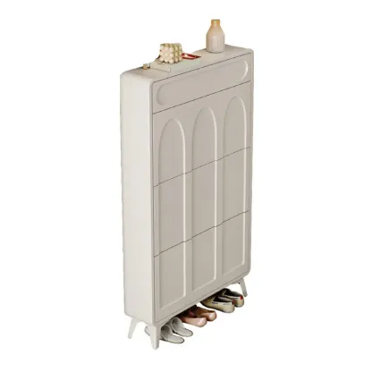 Hallway White	Drop Front Shoe Storage Cabinet Image - 2