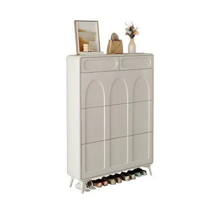 Hallway White	Drop Front Shoe Storage Cabinet Image - 6