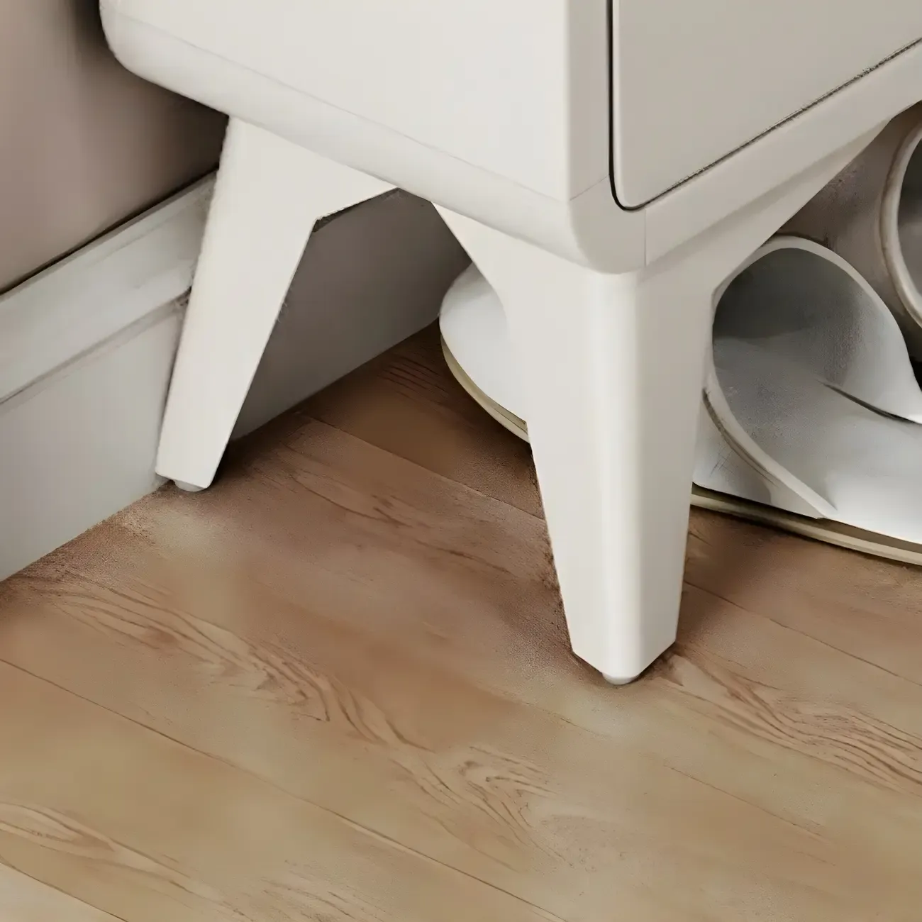 Hallway White	Drop Front Shoe Storage Cabinet Image - 8