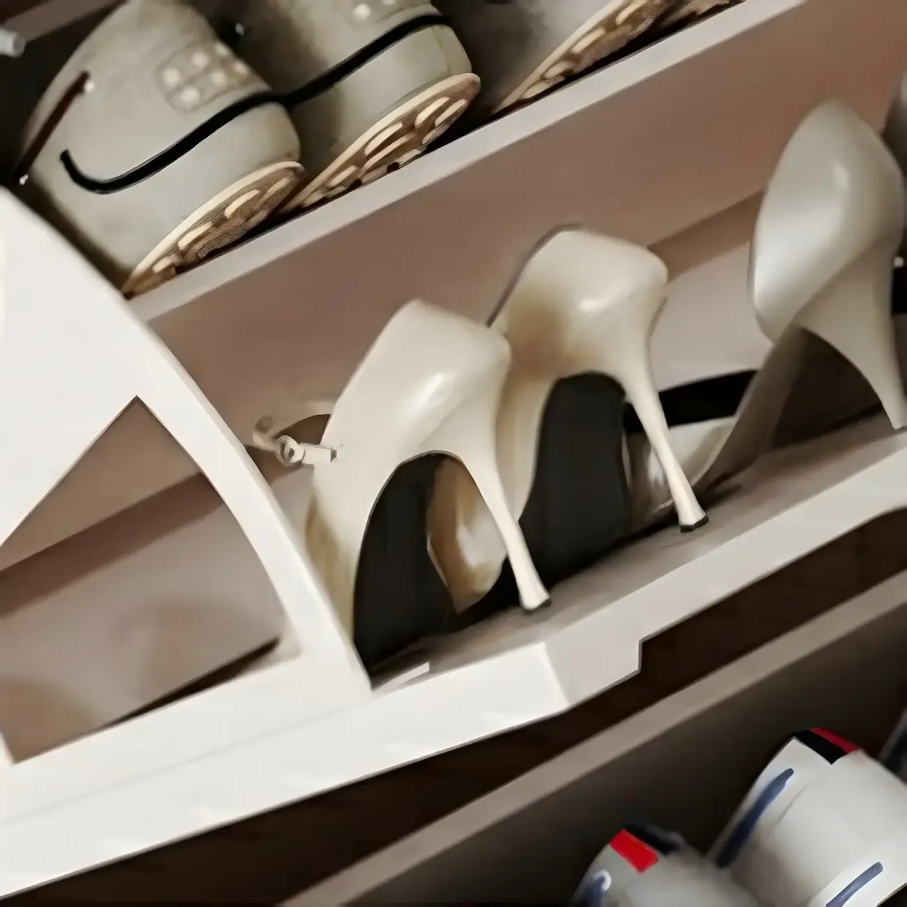 Hallway White	Drop Front Shoe Storage Cabinet Image - 9