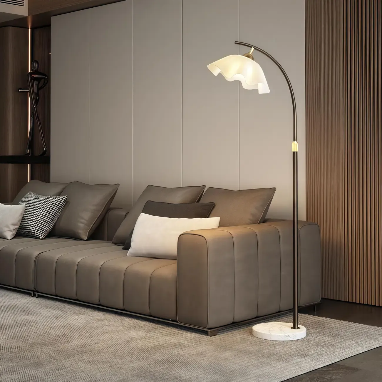 Modern Acrylic Flower Adjustable Black Floor Lamp Image - 2