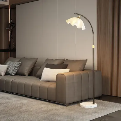 Modern Acrylic Flower Adjustable Black Floor Lamp Image - 2