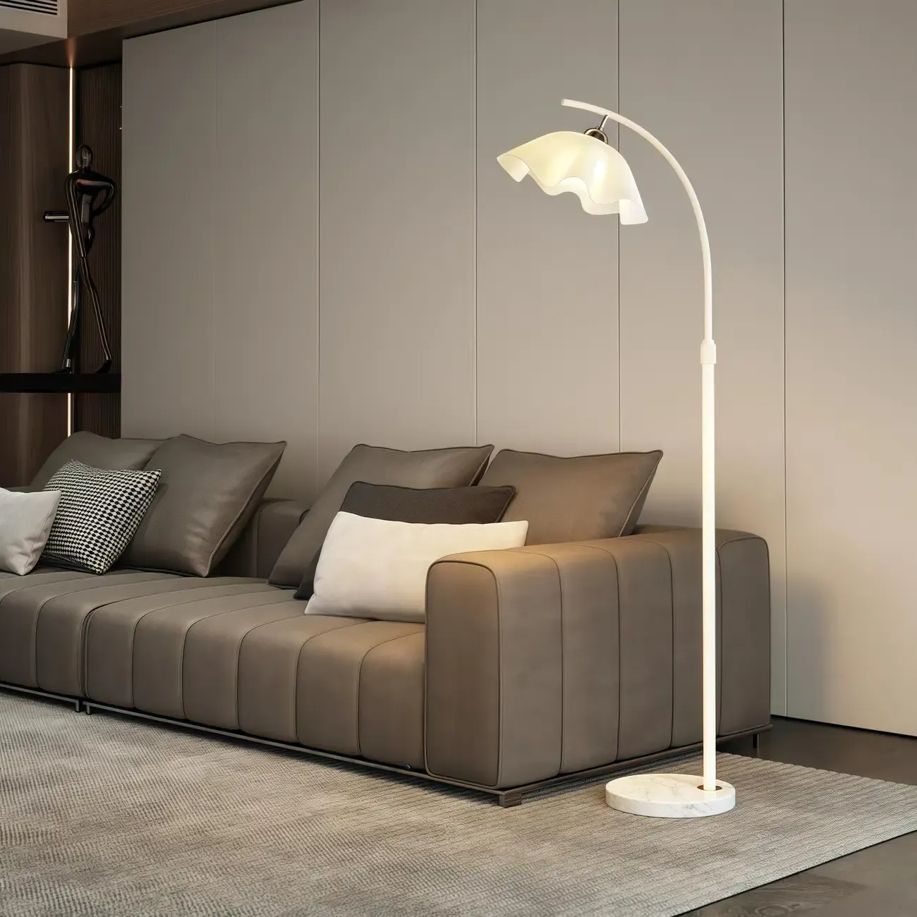 Modern Acrylic Flower Adjustable Black Floor Lamp Image - 3