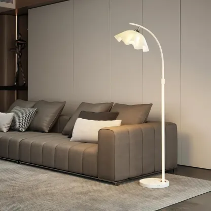 Modern Acrylic Flower Adjustable Black Floor Lamp Image - 3