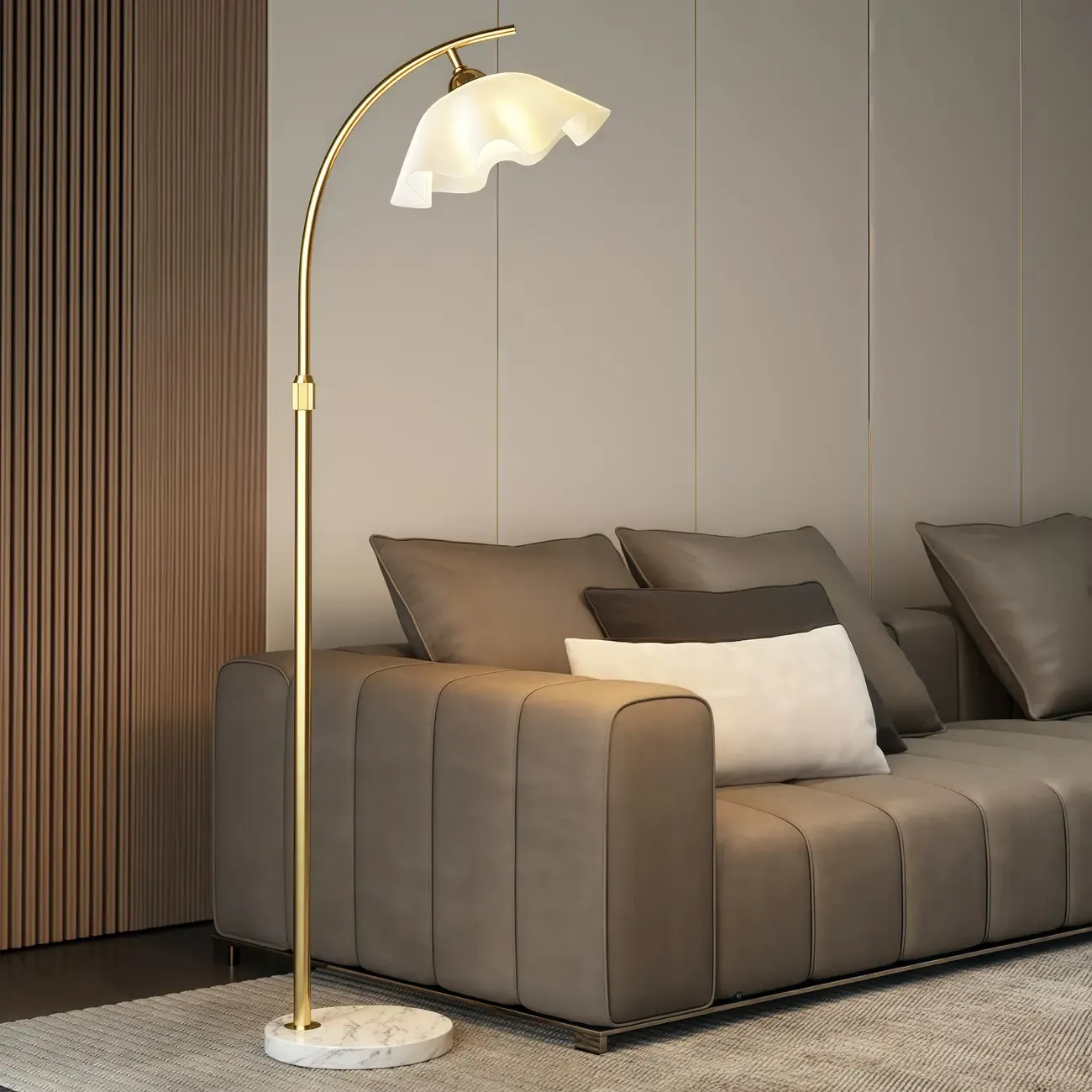 Modern Acrylic Flower Adjustable Black Floor Lamp Image - 5