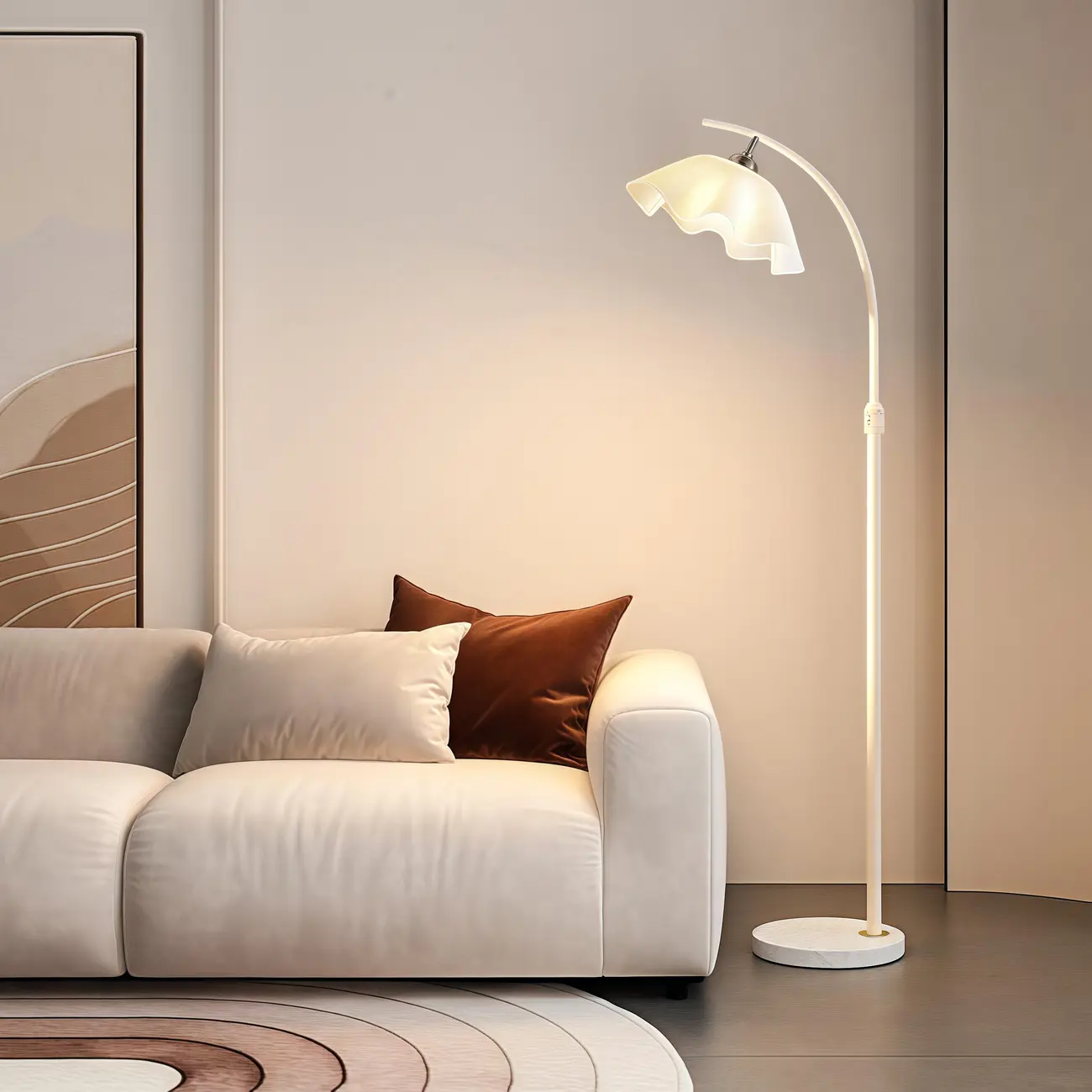 Modern Acrylic Flower Adjustable Black Floor Lamp Image - 6 | homeyfad