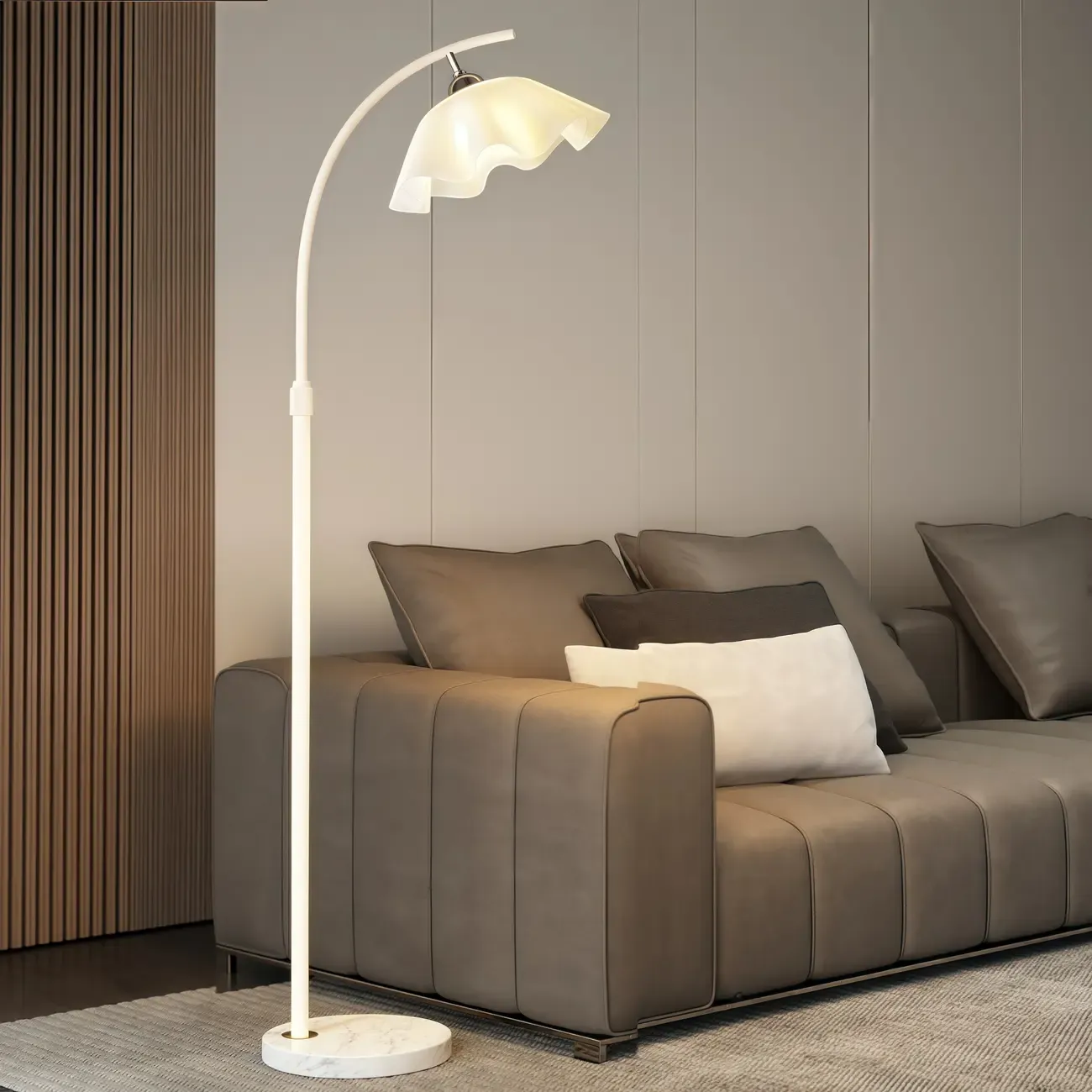 Modern Acrylic Flower Adjustable Black Floor Lamp Image - 7