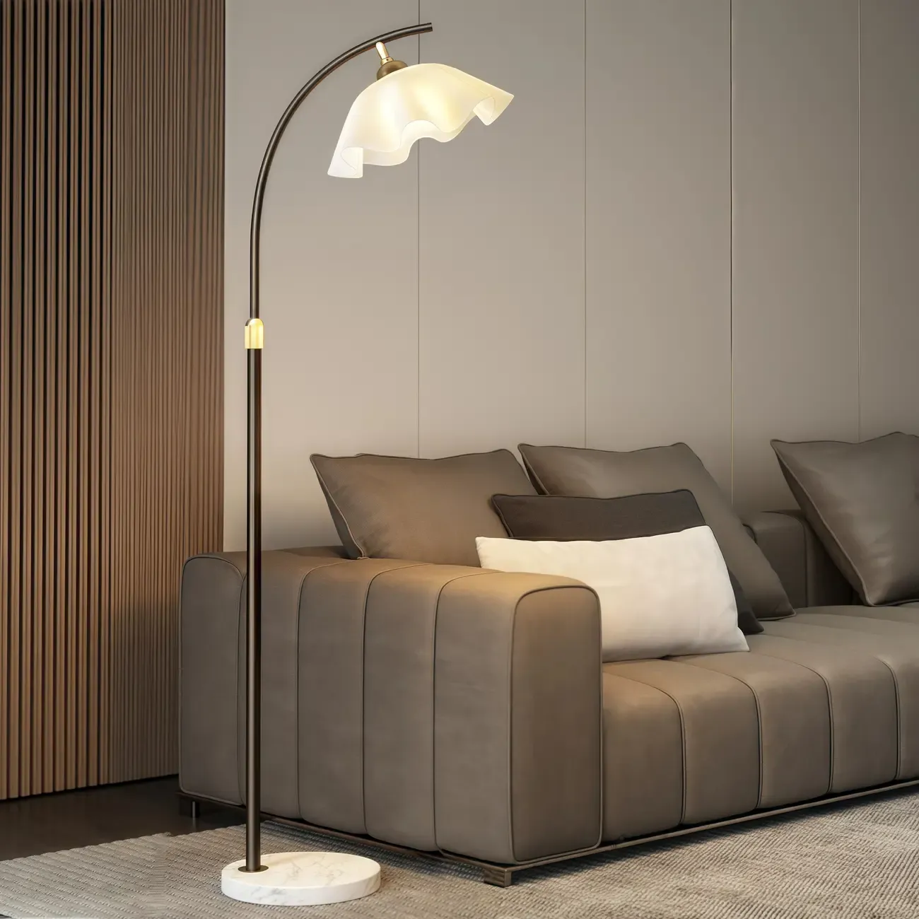 Modern Acrylic Flower Adjustable Black Floor Lamp Image - 1