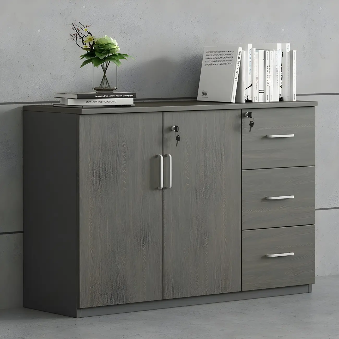 Elegant Wooden Lateral Filing Cabinet with Drawers for Office Image - 1 | homeyfad