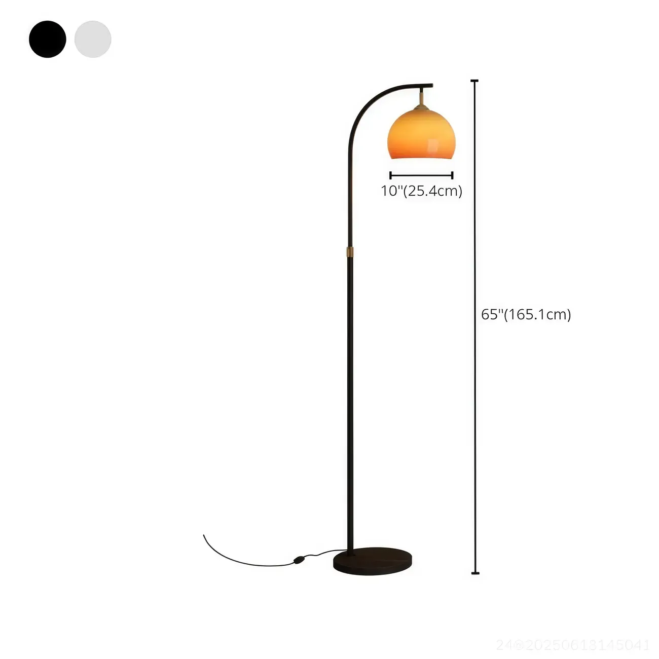 Orange Glass Shade Adjustable Black Floor Lamp Image - 9