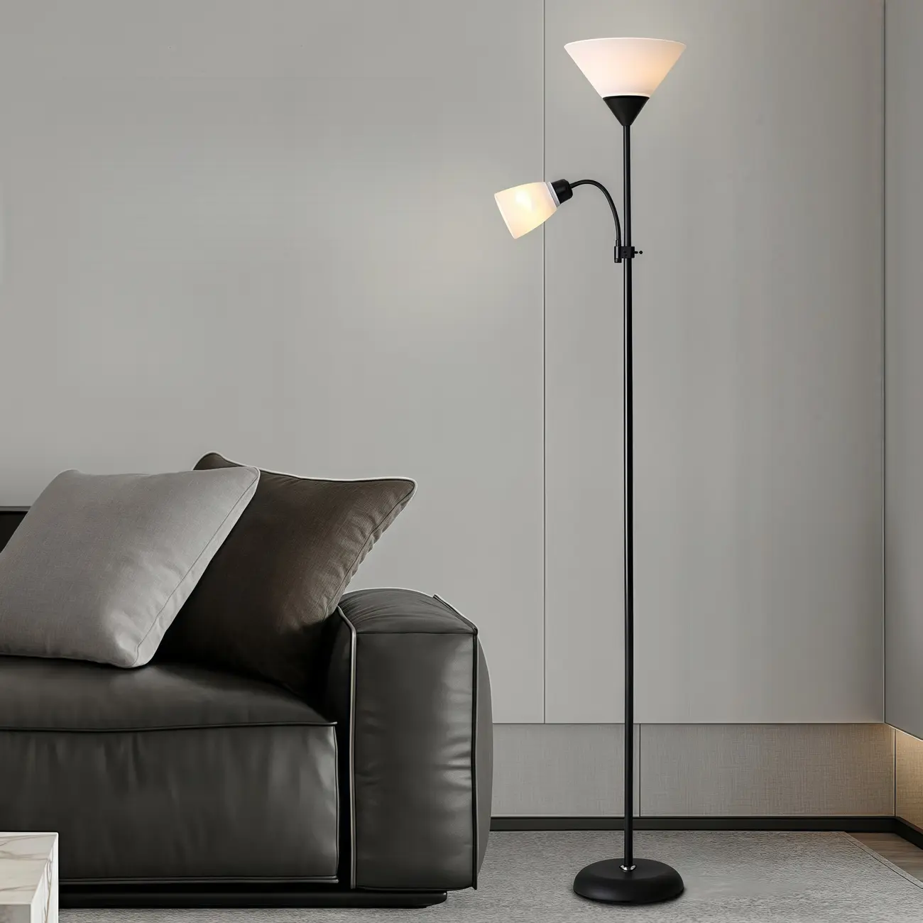 Modern 2-Light Acrylic Black Floor Lamp Image - 2 | homeyfad
