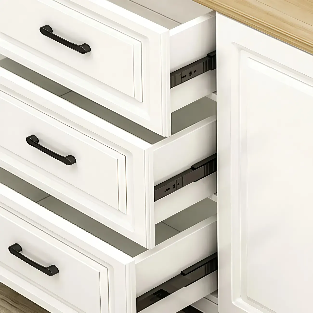 Modern Rectangular White 3-Drawer Wooden TV Stand Image - 14