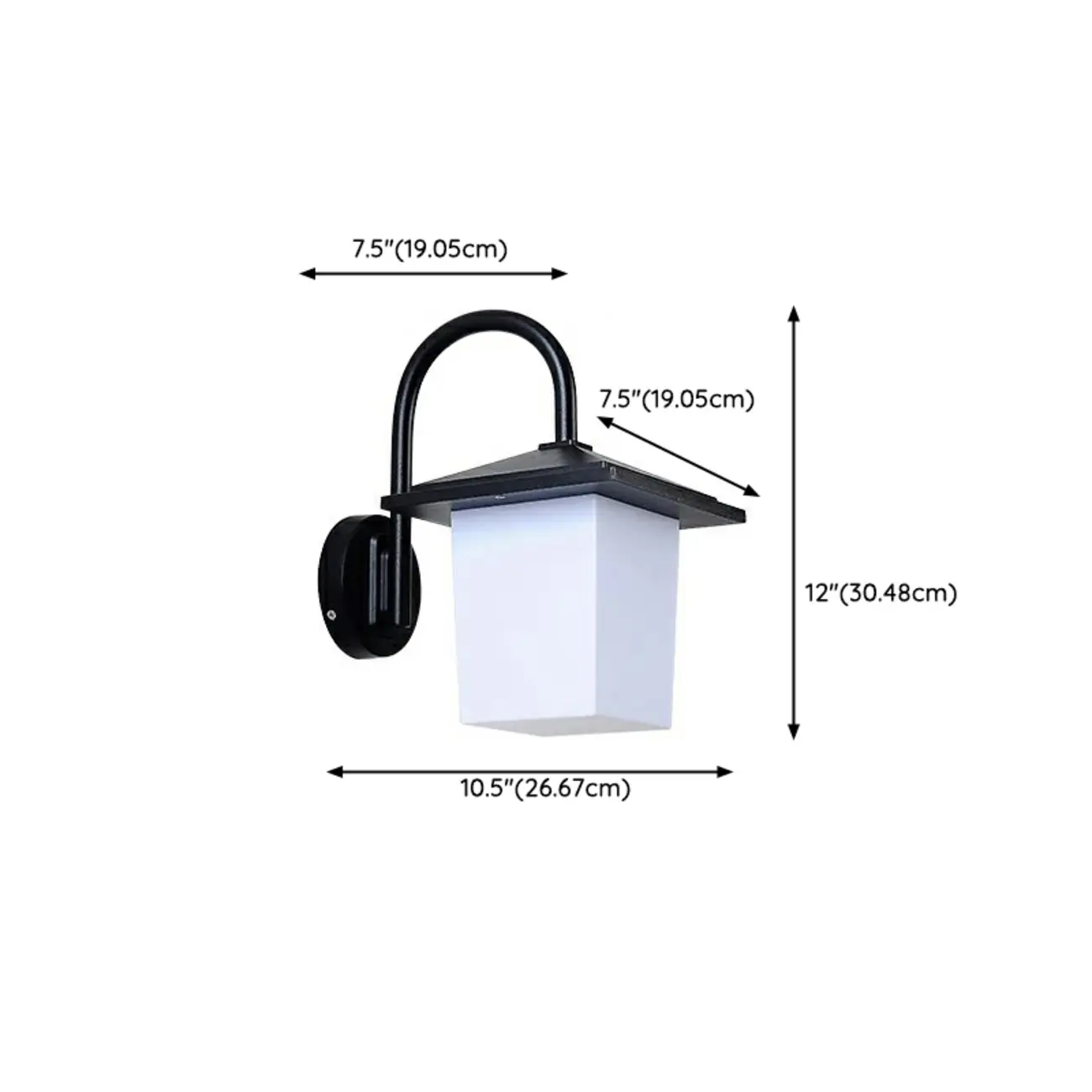 Mini Modern Outdoor Wall Light LED Square Plastic Shade #size