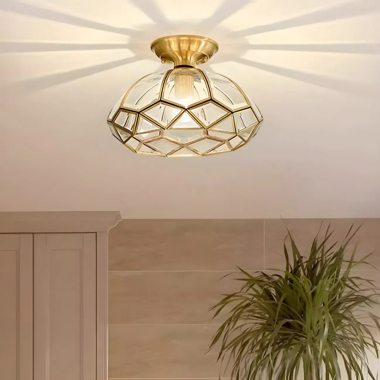 Modern Gold Ceiling Light with Glass Shade for Home Decor Image - 1 | homeyfad