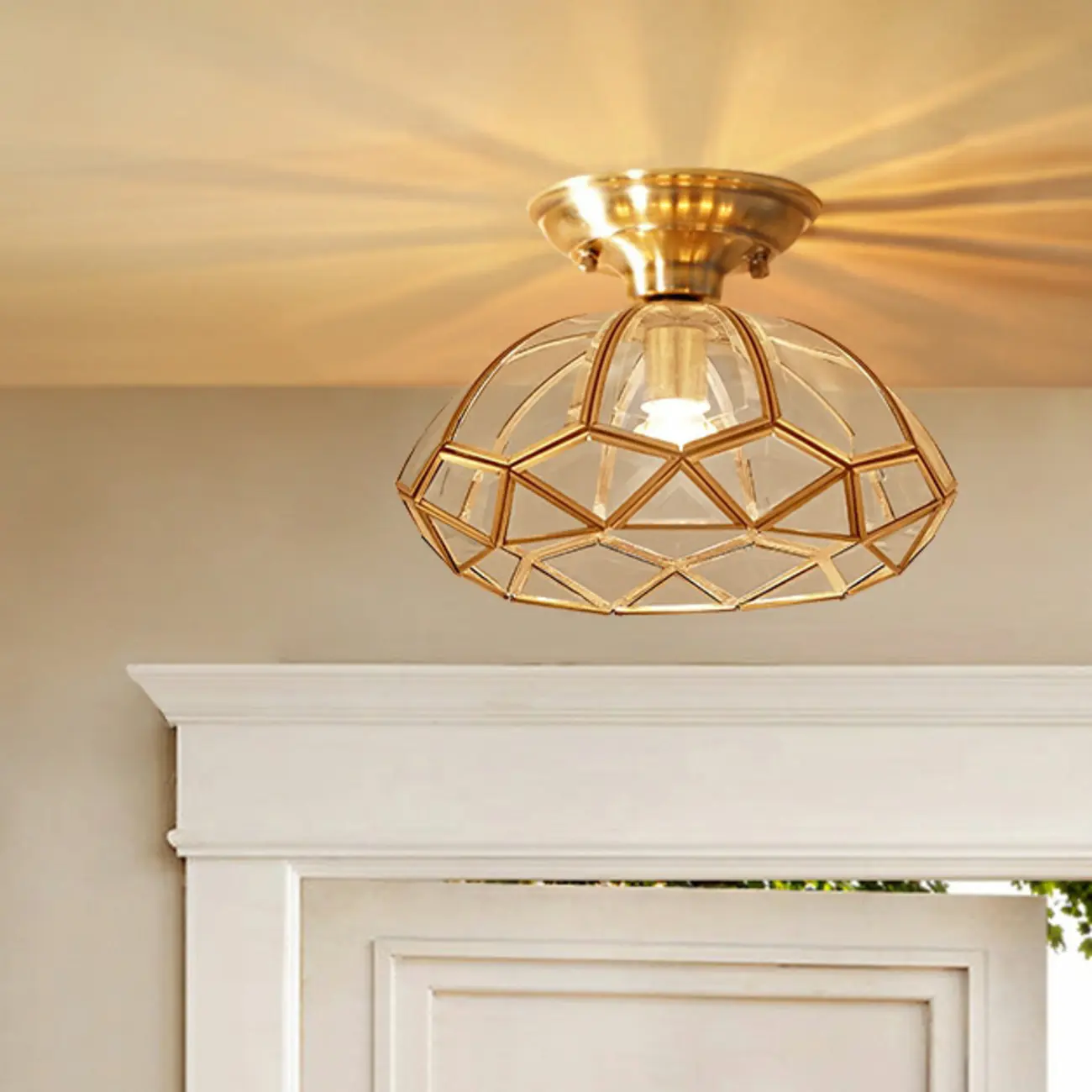 Modern Gold Ceiling Light with Glass Shade for Home Decor Image - 2 | homeyfad