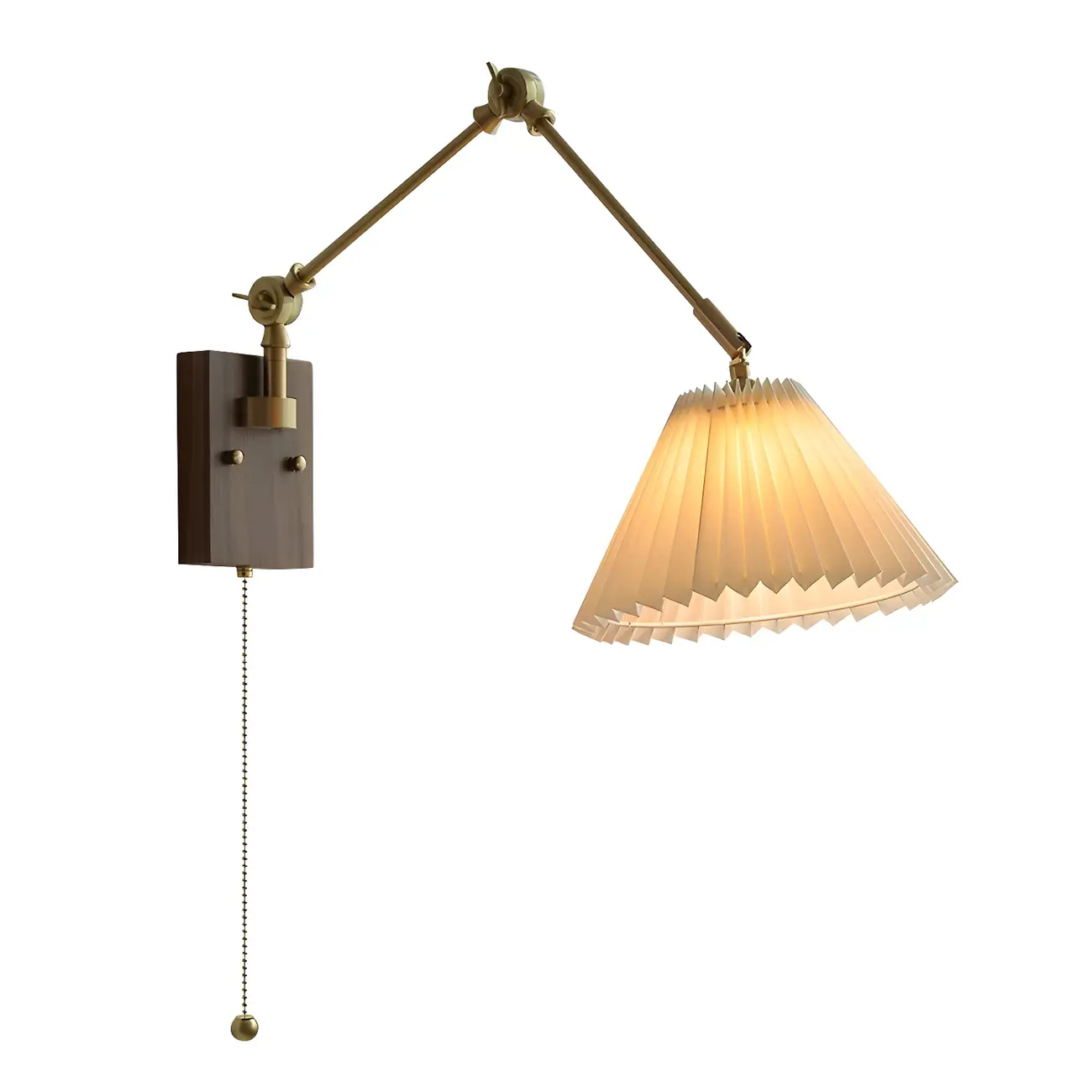 Modern Geometric Walnut Wall Light with LED and Chain Image - 10 | homeyfad