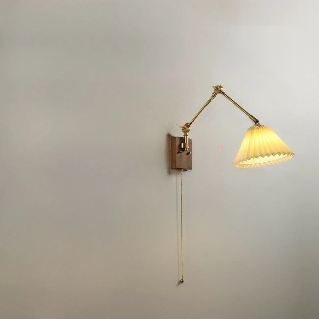 Modern Geometric Walnut Wall Light with LED and Chain Image - 11 | homeyfad