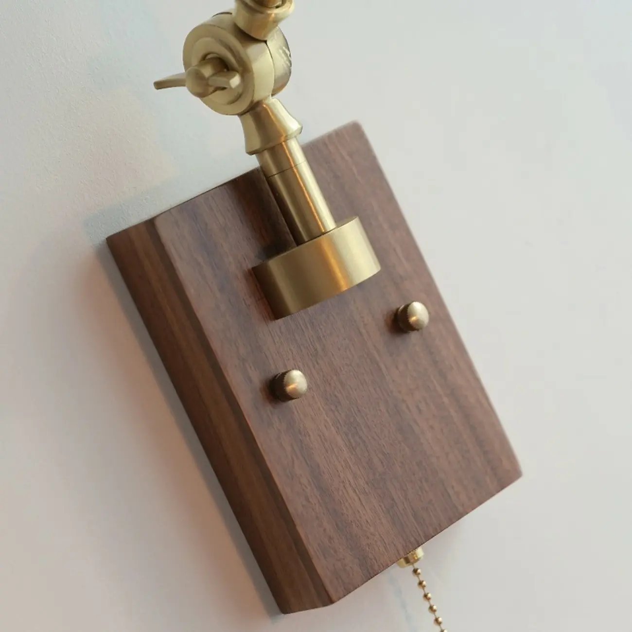Modern Geometric Walnut Wall Light with LED and Chain Image - 15 | homeyfad