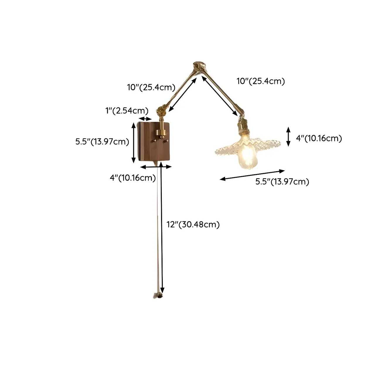 Modern Geometric Walnut Wall Light with LED and Chain Image - 20 | homeyfad