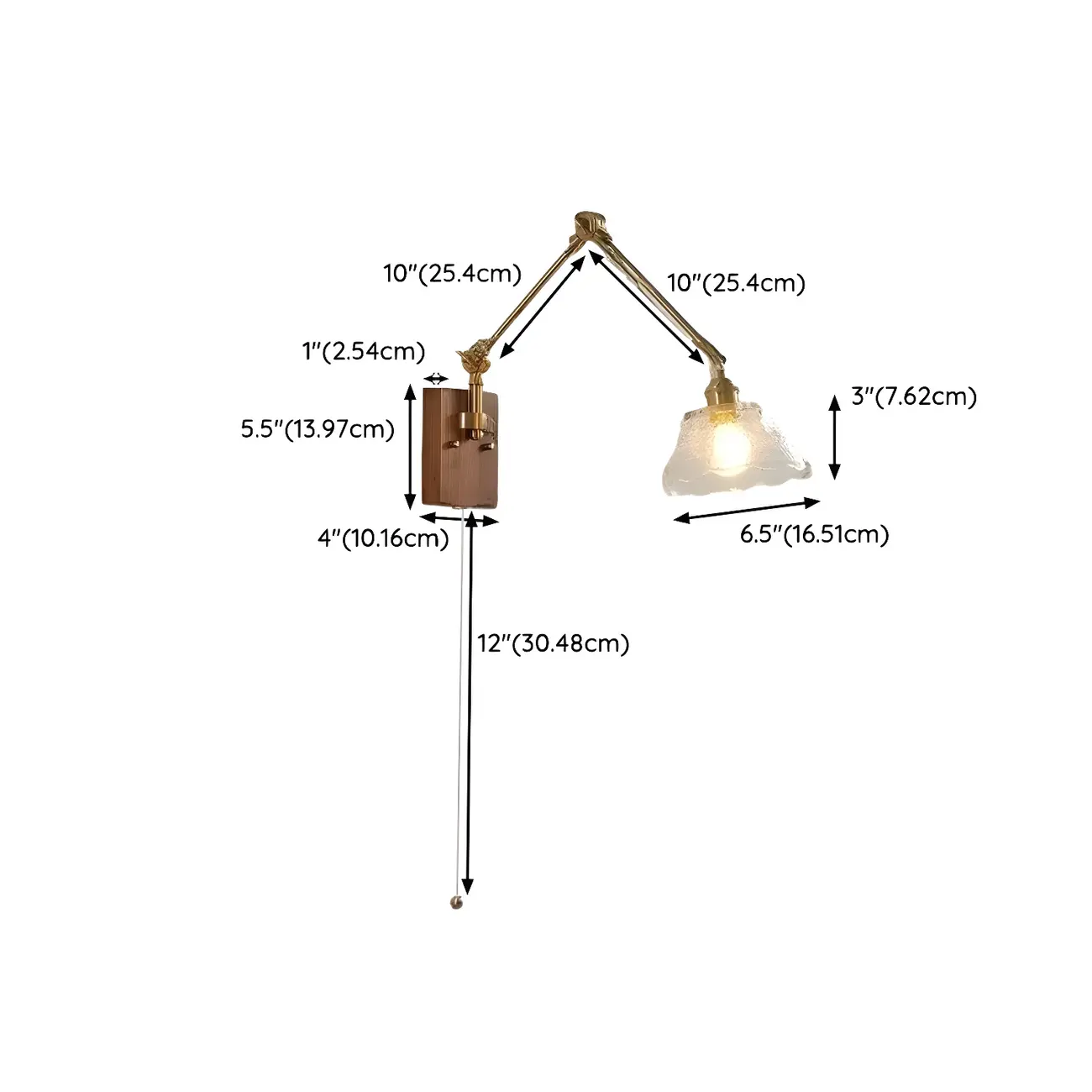 Modern Geometric Walnut Wall Light with LED and Chain Image - 21 | homeyfad