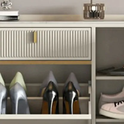 Entryway Off-White Wood Shoe Storage with 2-Drawer Image - 12