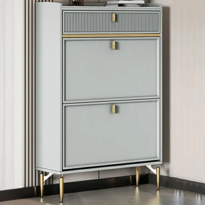 Entryway Off-White Wood Shoe Storage with 2-Drawer Image - 27