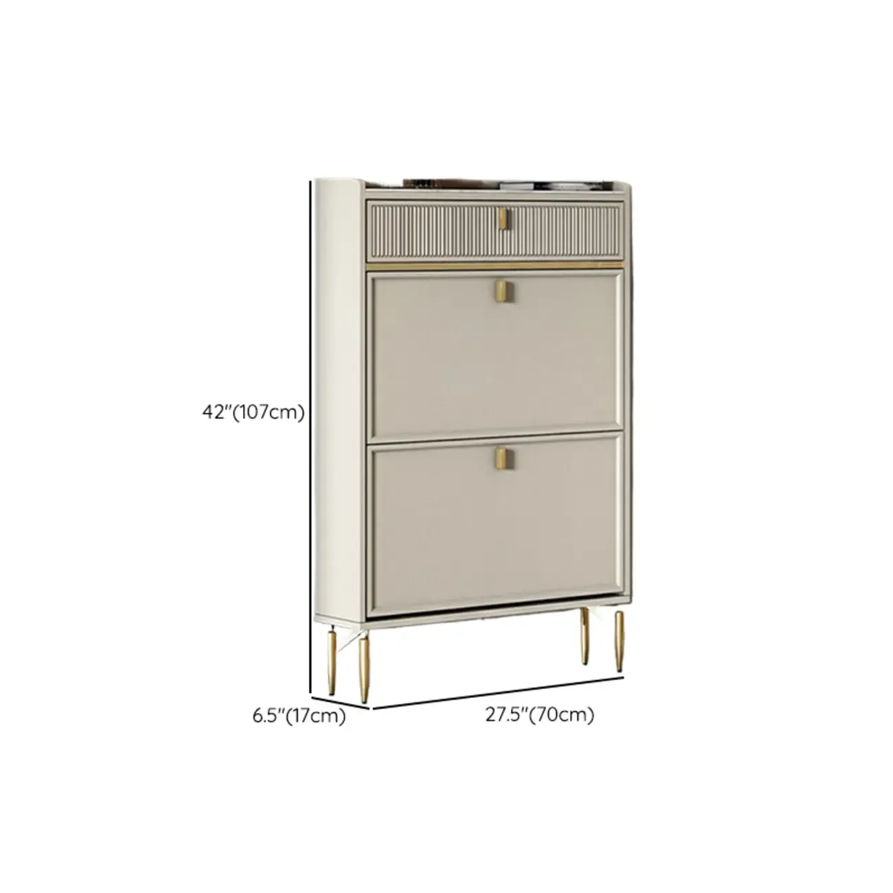 Entryway Off-White Wood Shoe Storage with 2-Drawer Image - 29