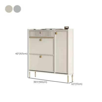 Entryway Off-White Wood Shoe Storage with 2-Drawer Image - 32