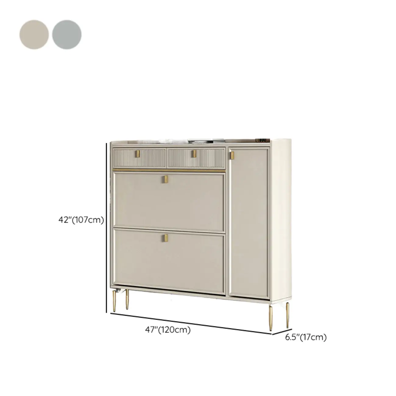 Entryway Off-White Wood Shoe Storage with 2-Drawer Image - 33 | homeyfad