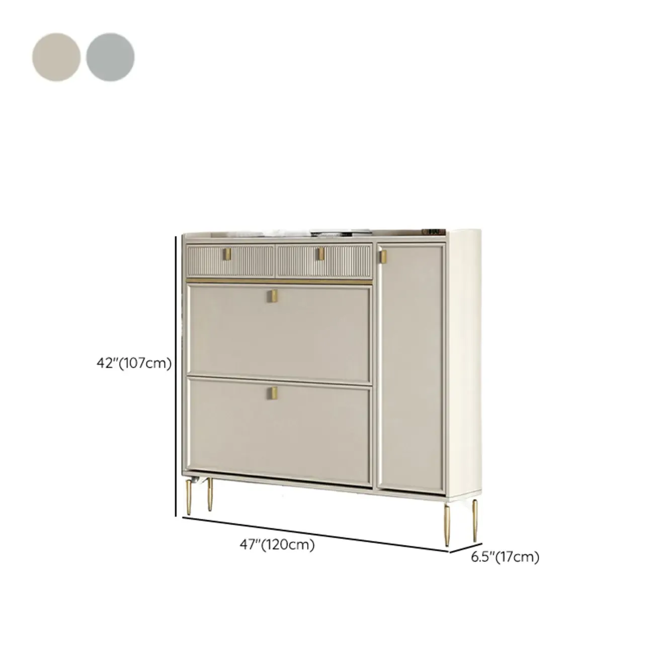 Entryway Off-White Wood Shoe Storage with 2-Drawer Image - 33