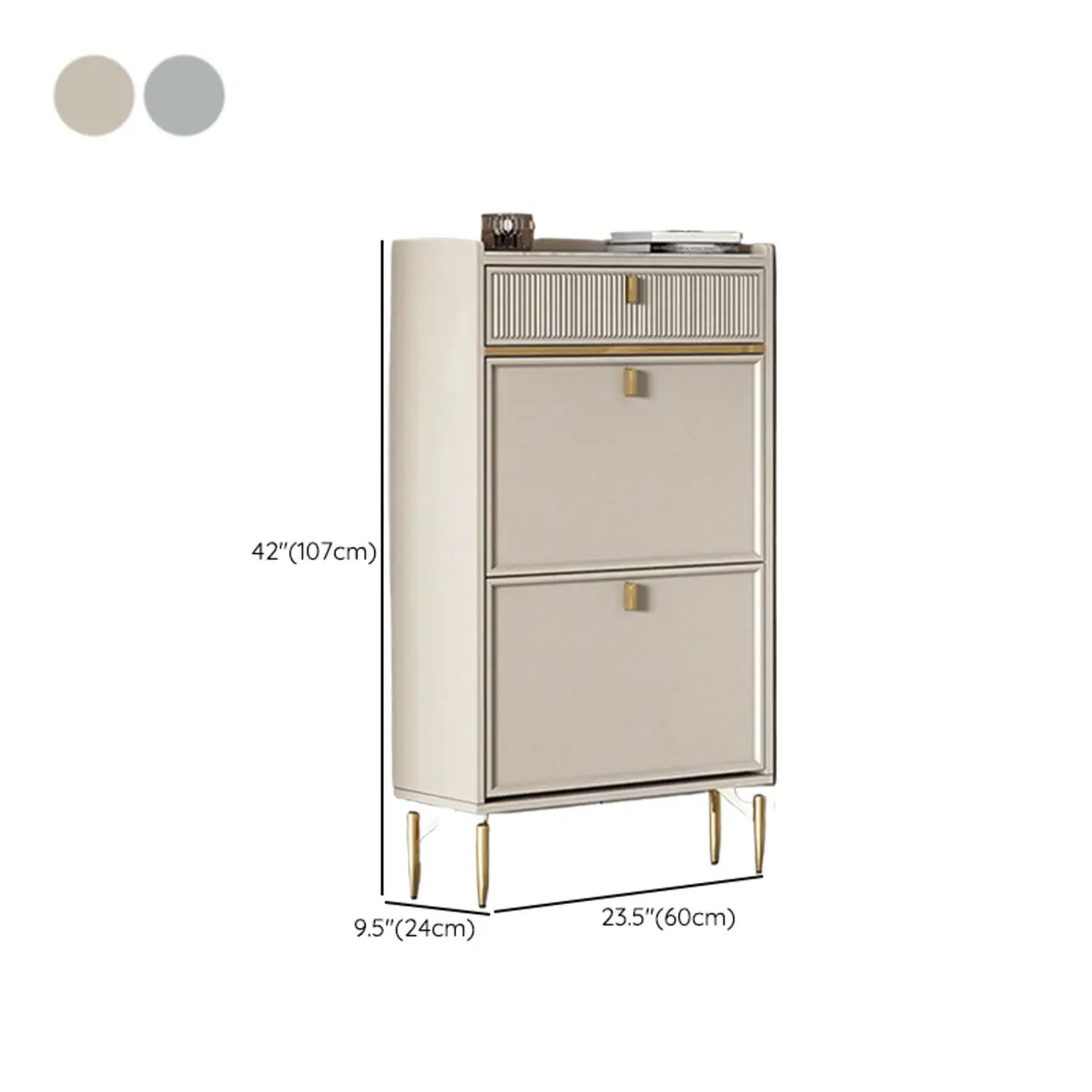 Entryway Off-White Wood Shoe Storage with 2-Drawer Image - 34 | homeyfad