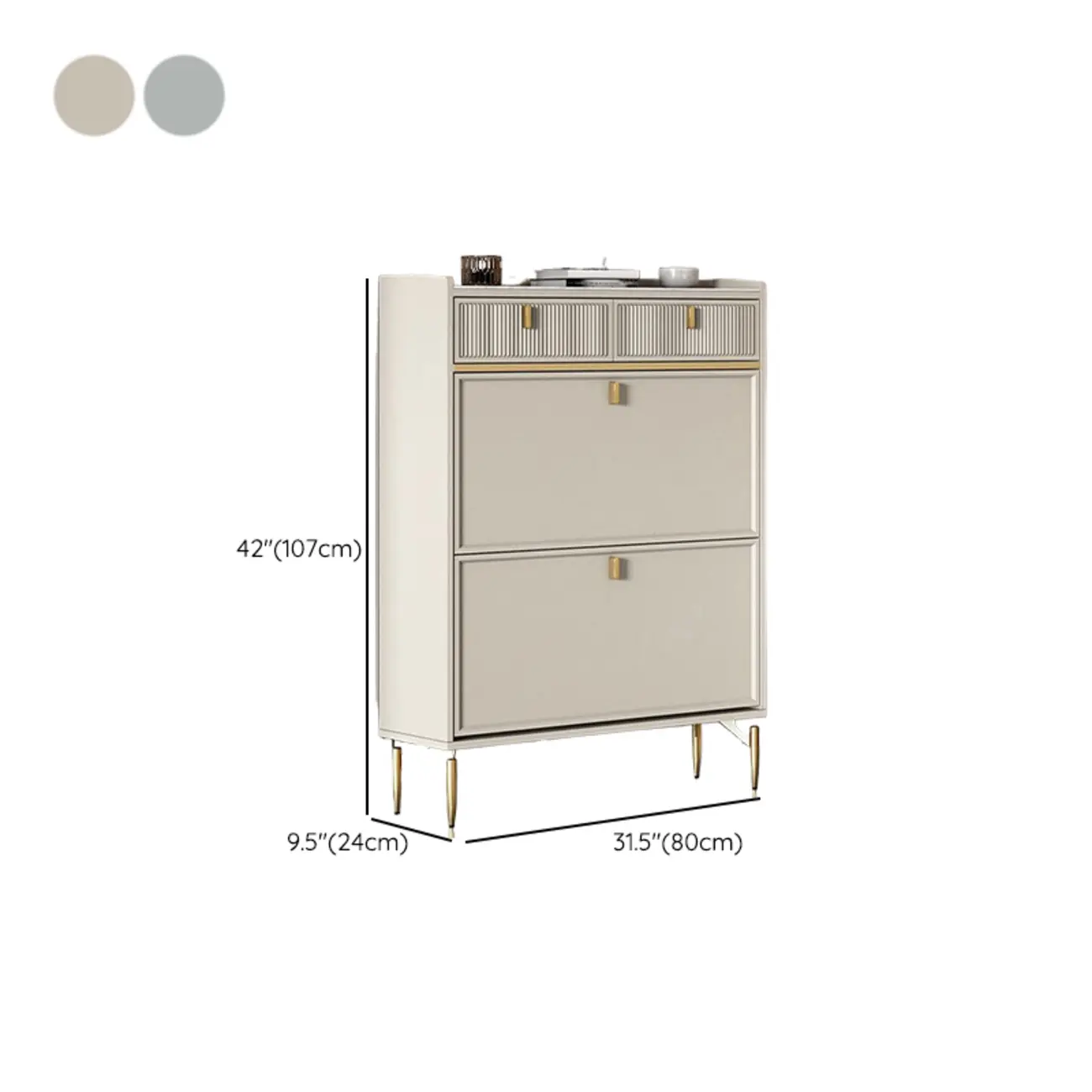 Entryway Off-White Wood Shoe Storage with 2-Drawer Image - 36 | homeyfad