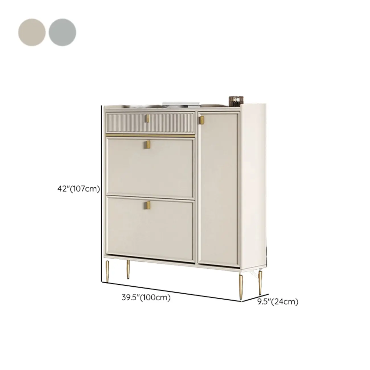 Entryway Off-White Wood Shoe Storage with 2-Drawer Image - 38 | homeyfad