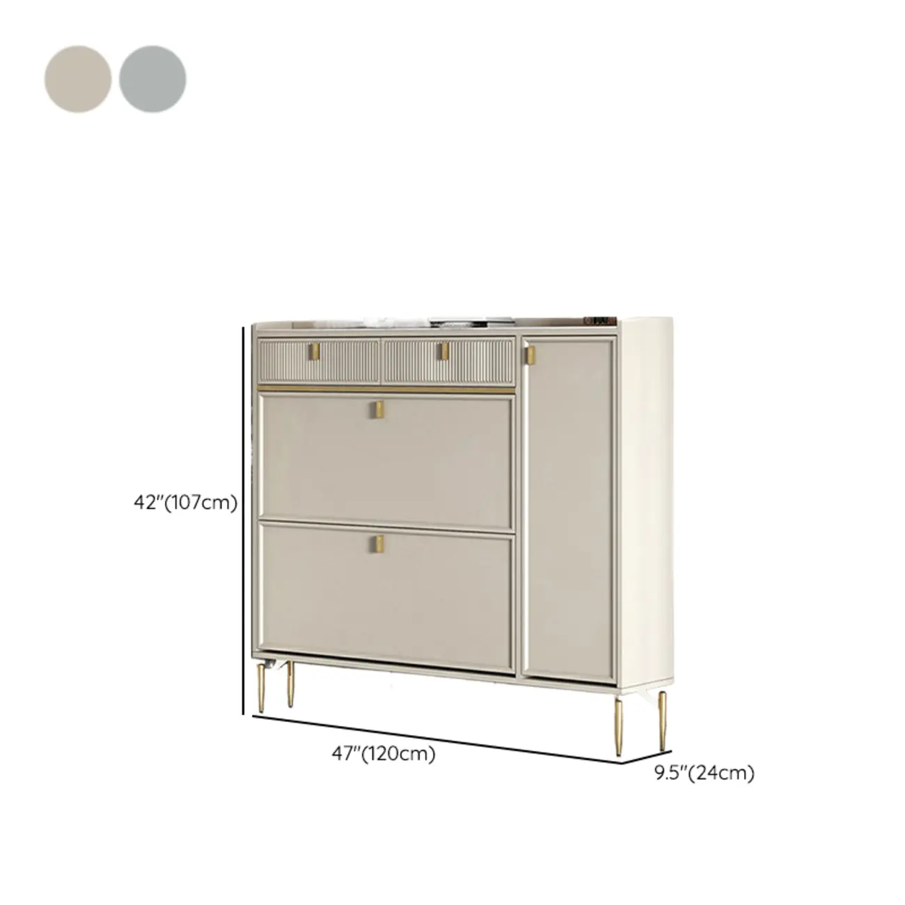 Entryway Off-White Wood Shoe Storage with 2-Drawer Image - 39 | homeyfad